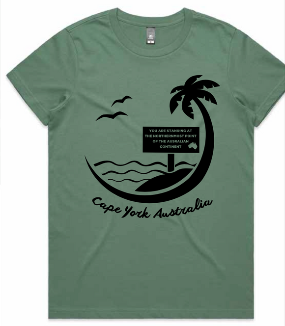 Sage Palm Tree Tip Design Cape York Ladies T-Shirt