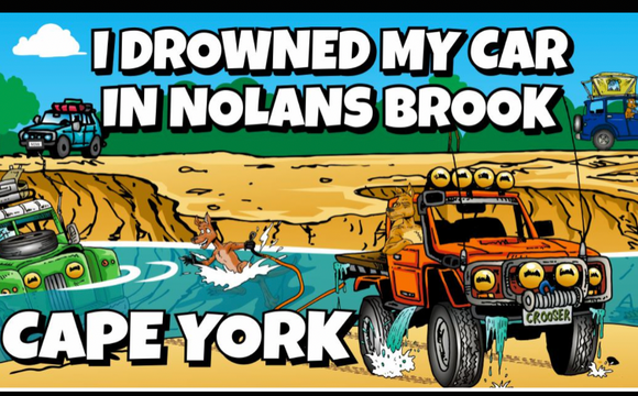 Comic Nolans Brook crossing sticker 195mm x 55mm