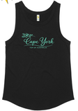 Black with green script Ladies Singlet