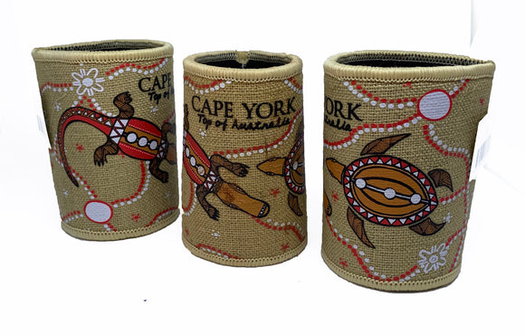 Cape York Indigenous Art Hessian Stubbt Cooler
